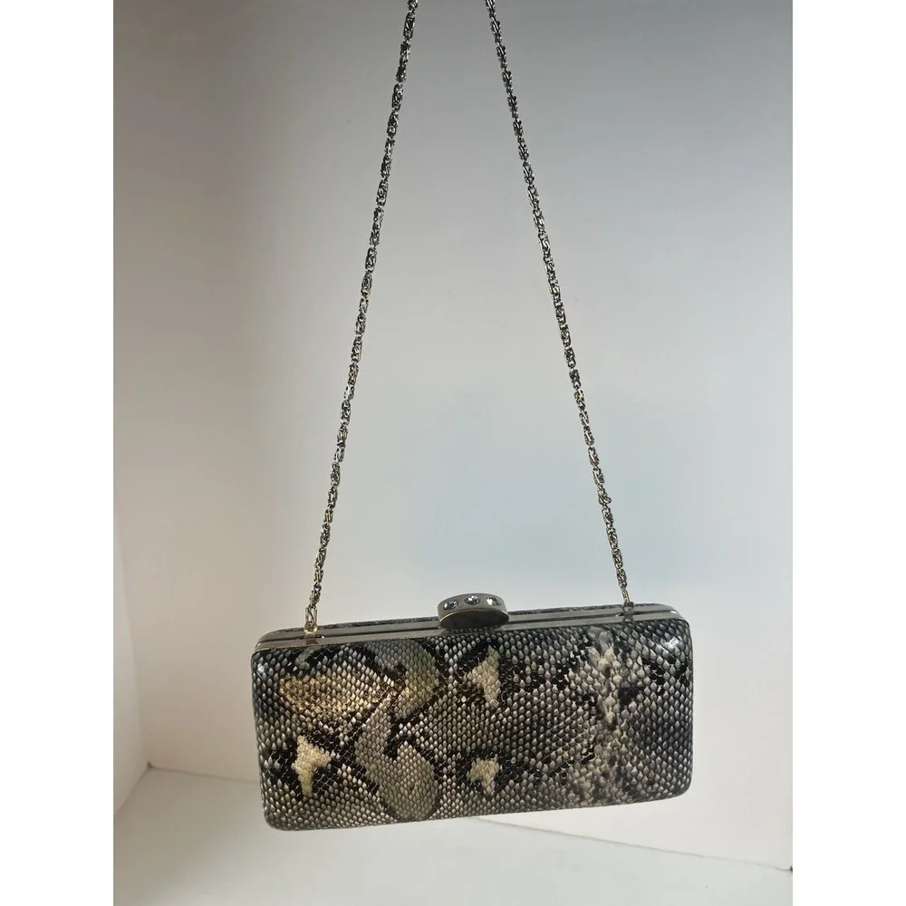 Women's Faux Leather Snakeskin Envelope Clutch Bag Convertible‎ Shoulder Strap